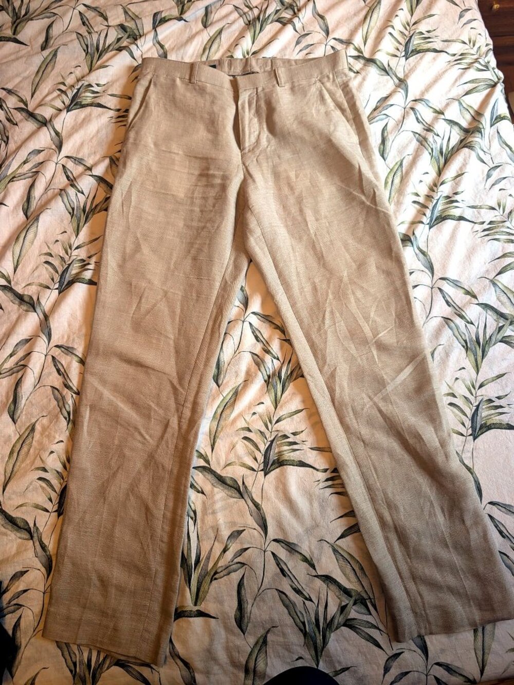 Men's Beige Linen Pants — Size 32